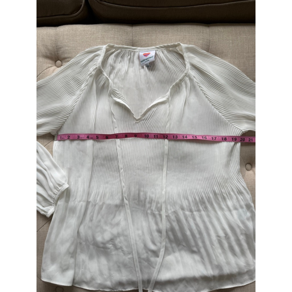Women's hester & orchard White Pleated Blouse L - Picture 3 of 6